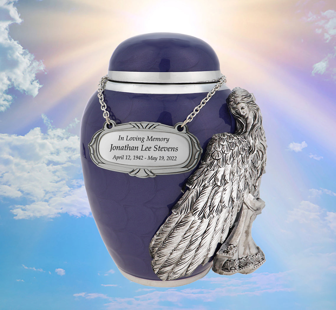 Medium Wings of an Angel Purple Urn - Pro Laser Engraving