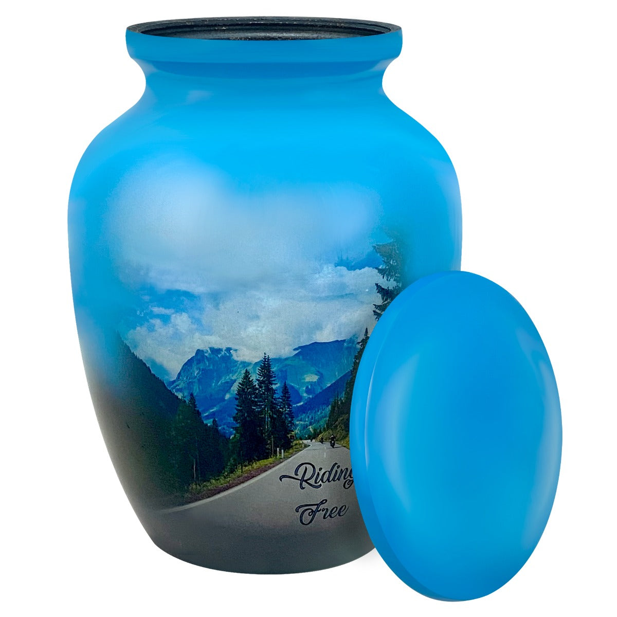 Riding Free Medium Cremation Urn - Tribute Wreath™ Option - Pro Sand Carved Engraving