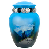 Riding Free Medium Cremation Urn - Tribute Wreath™ Option - Pro Sand Carved Engraving