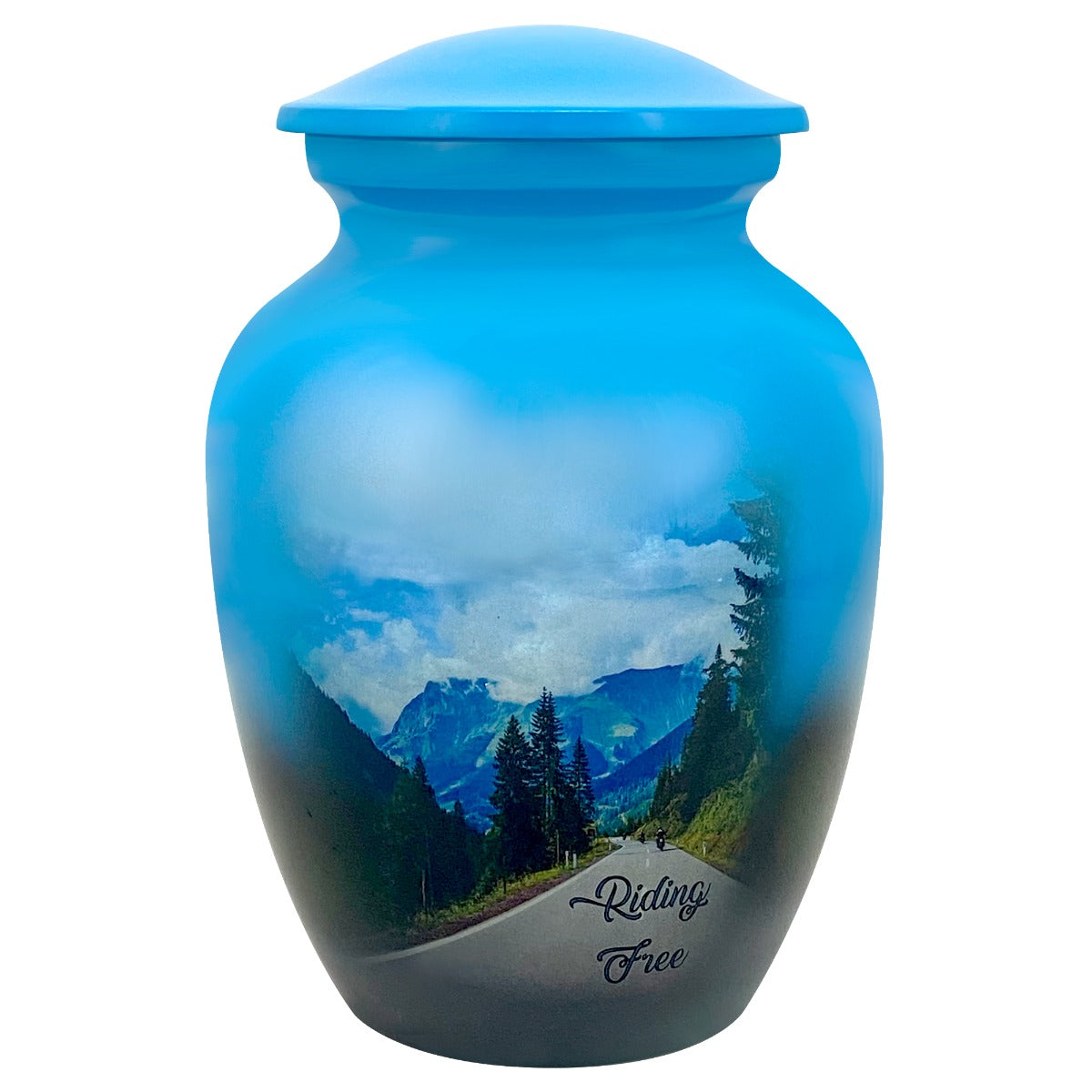 Riding Free Medium Cremation Urn - Tribute Wreath™ Option - Pro Sand Carved Engraving