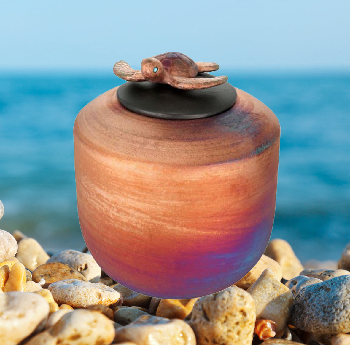 Sea Turtle Raku Adult Cremation Urn - Personalization Option