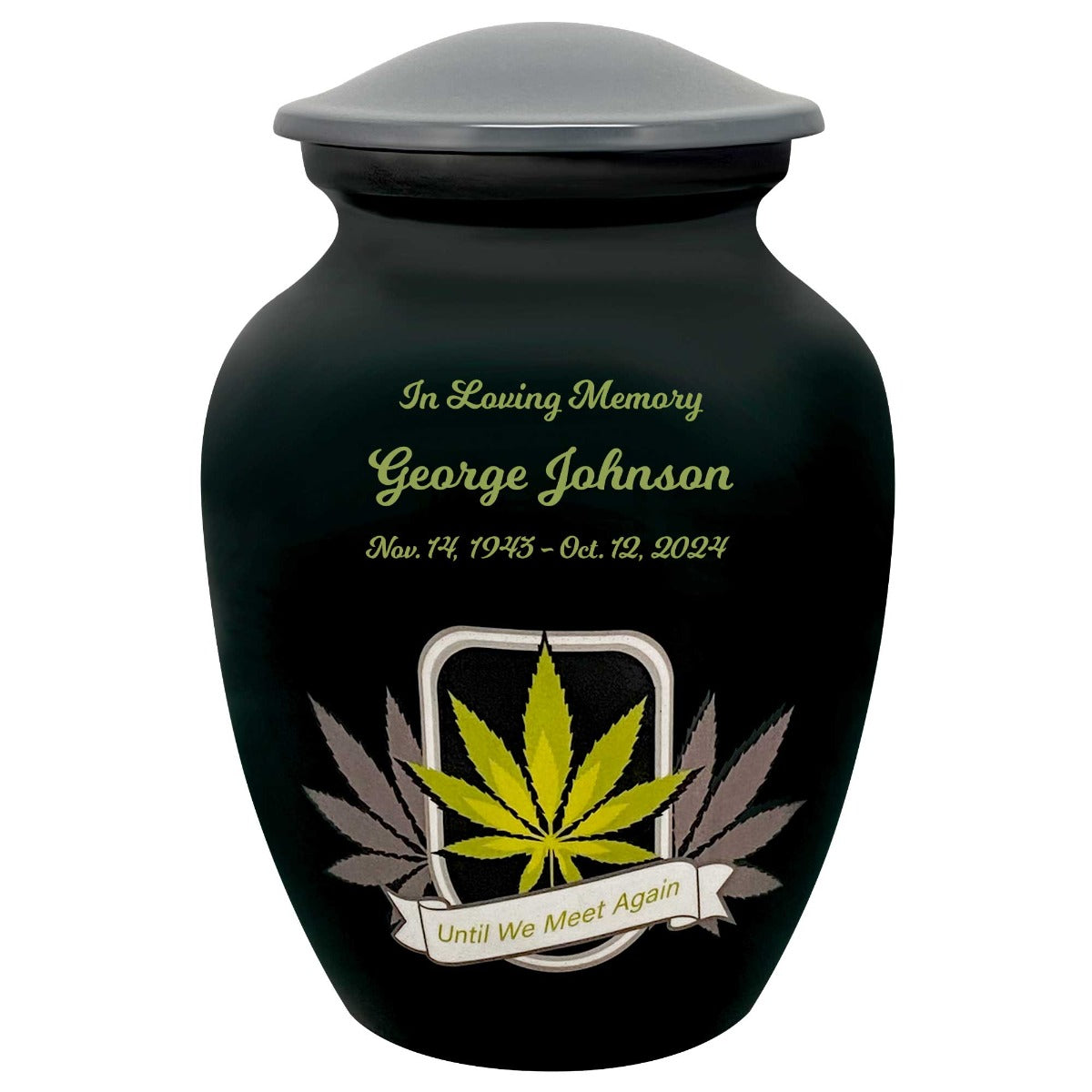 Until We Meet Again Marijuana Medium Cremation Urn - Tribute Wreath™ Option - Pro Sand Carved Engraving