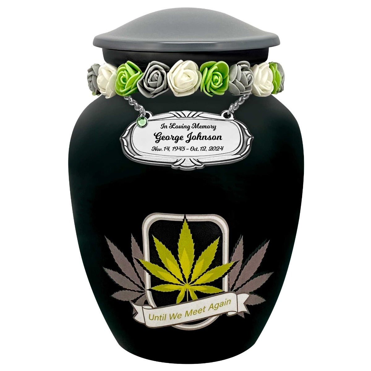 Until We Meet Again Marijuana Medium or Adult Urn - Tribute Wreath™ - Pro Personalization - Burial Vault Option