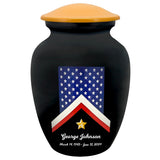 Veteran Flag Medium Cremation Urn - Tribute Wreath™ Option - Pro Sand Carved Engraving