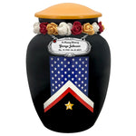 Veteran Flag Medium Cremation Urn - Tribute Wreath™ Option - Pro Sand Carved Engraving
