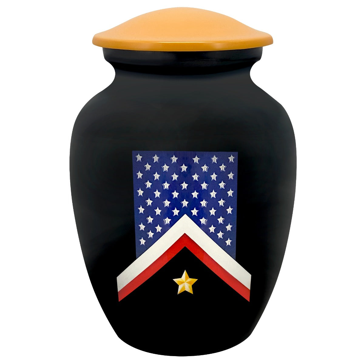 Veteran Flag Medium Cremation Urn - Tribute Wreath™ Option - Pro Sand Carved Engraving