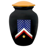 Veteran Flag Medium Cremation Urn - Tribute Wreath™ Option - Pro Sand Carved Engraving