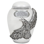 Medium On Eagle's Wings White Urn - Pro Laser Engraving