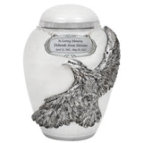 Medium On Eagle's Wings White Urn - Pro Laser Engraving