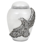 Medium On Eagle's Wings White Urn - Pro Laser Engraving
