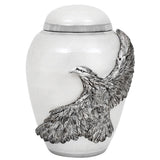 Medium On Eagle's Wings White Urn - Pro Laser Engraving