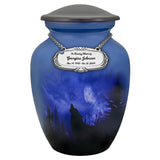 Winter Wolf Moon Medium Cremation Urn - Tribute Wreath™ Option - Pro Sand Carved Engraving