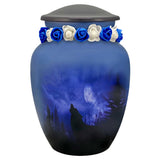 Winter Wolf Moon Medium Cremation Urn - Tribute Wreath™ Option - Pro Sand Carved Engraving