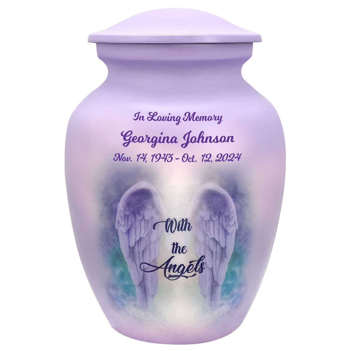 With The Angels Medium Cremation Urn - Tribute Wreath™ Option - Pro Sand Carved Engraving
