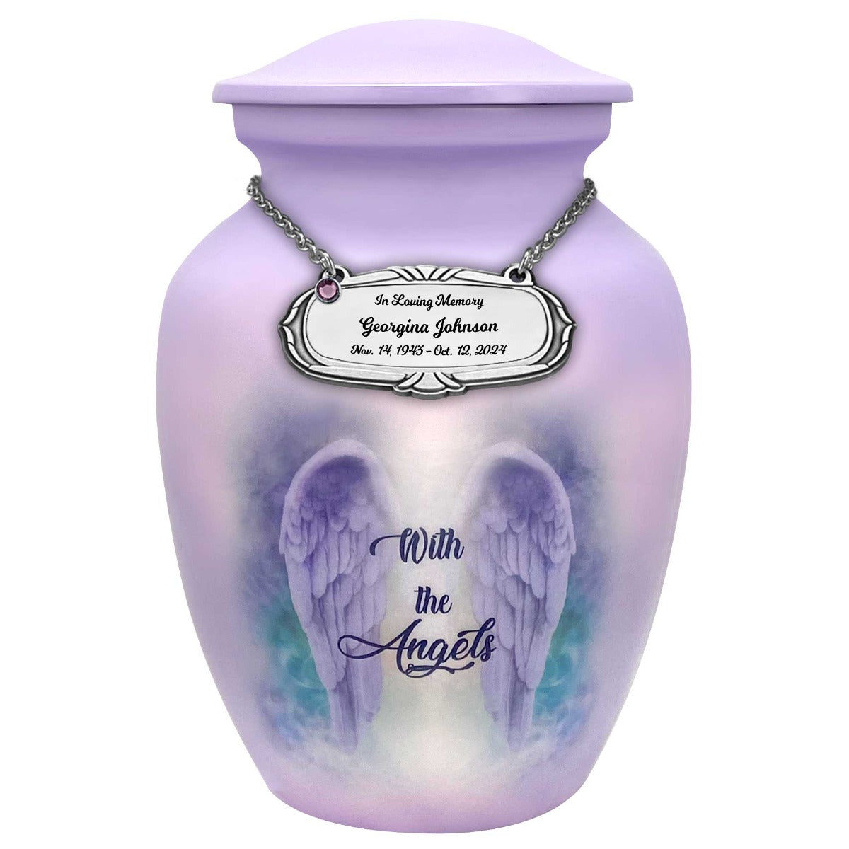 With The Angels Medium Cremation Urn - Tribute Wreath™ Option - Pro Sand Carved Engraving