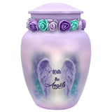 With The Angels Medium Cremation Urn - Tribute Wreath™ Option - Pro Sand Carved Engraving