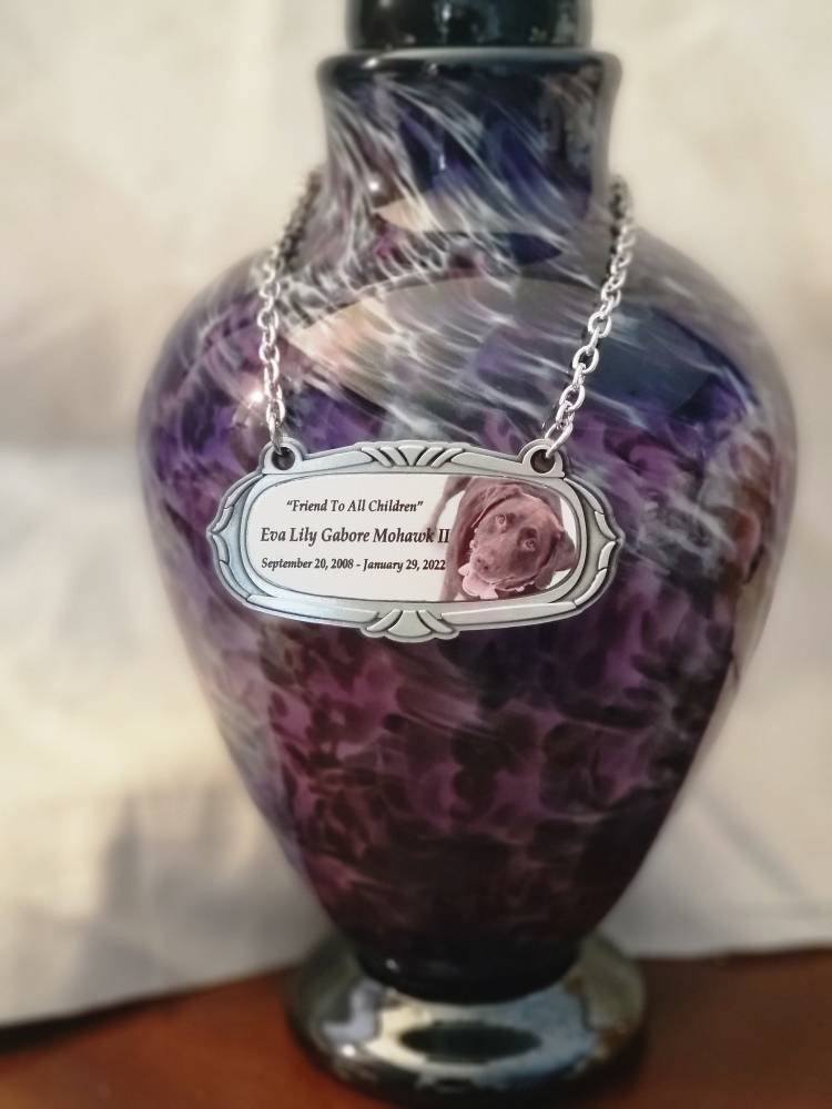 Photo Medallion Urn Name Plates - Birth & Passing Stone Option