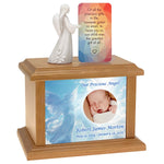 Heavenly Child Photo Urn Memorial Card and Angel Card Holder Options - Keep The Memory® Child Urn - Handcrafted Photo Hardwood Urn 