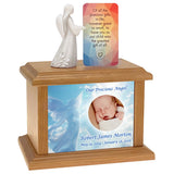 Heavenly Child Photo Urn Memorial Card and Angel Card Holder Options - Keep The Memory® Child Urn - Handcrafted Photo Hardwood Urn 