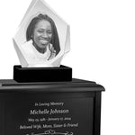 Diamond 3D Crystal Black, Brown or White Keep The Memory® Wood Urn Set - 3D Crystal Photo Engraved Wood Urn