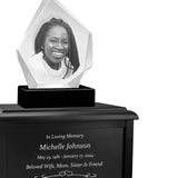 Diamond 3D Crystal Black, Brown or White Keep The Memory® Wood Urn Set - 3D Crystal Photo Engraved Wood Urn