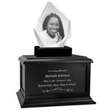 Diamond 3D Crystal Black, Brown or White Keep The Memory® Wood Urn Set - 3D Crystal Photo Engraved Wood Urn