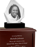 Diamond 3D Crystal Black, Brown or White Keep The Memory® Wood Urn Set - 3D Crystal Photo Engraved Wood Urn