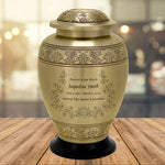 Heavenly Garden Golden Adult Cremation Urn - Pro Diamond Engraving