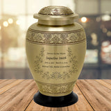 Heavenly Garden Golden Adult Cremation Urn - Pro Diamond Engraving