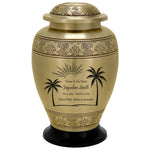 Golden Palm Trees Adult Cremation Urn - Pro Diamond Engraving