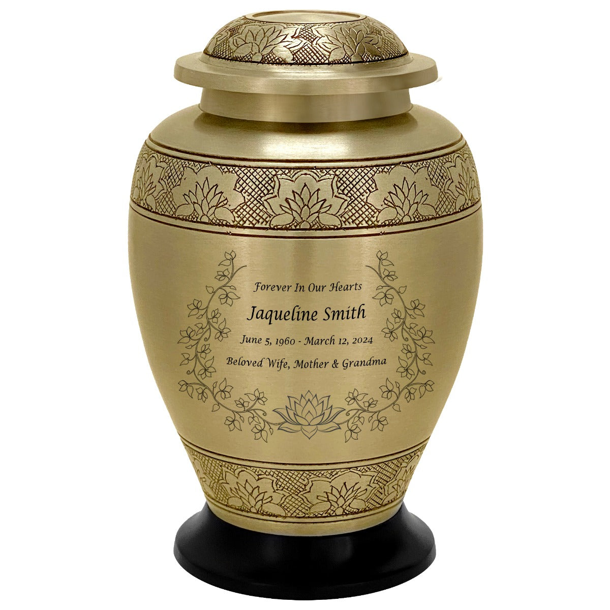 Heavenly Garden Golden Adult Cremation Urn - Pro Diamond Engraving