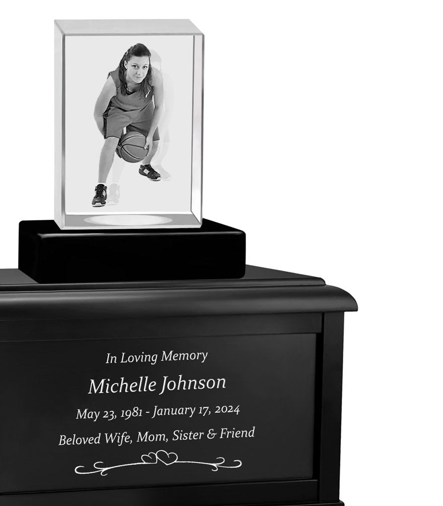 Memorial Ultra Rectangle 3D Crystal Keep The Memory® Wood Urn Set