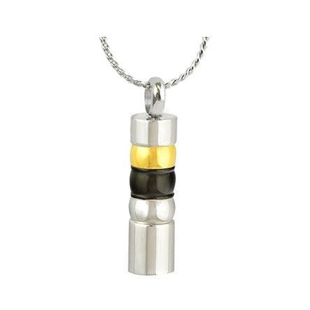Men's Gold & Black Stainless Ash Urn - Love Charms Option