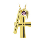 Unisex Chain Link Cross Gold Pendant Urn - Love Charms™ Option