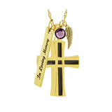 Unisex Chain Link Cross Gold Pendant Urn - Love Charms™ Option