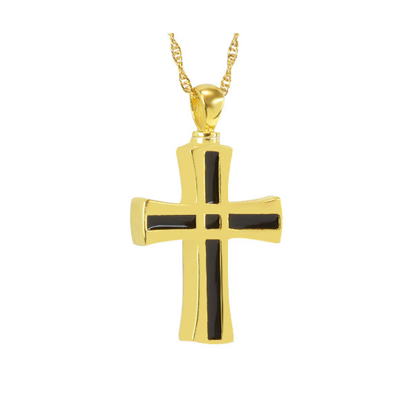 Unisex Chain Link Cross Gold Pendant Urn - Love Charms™ Option