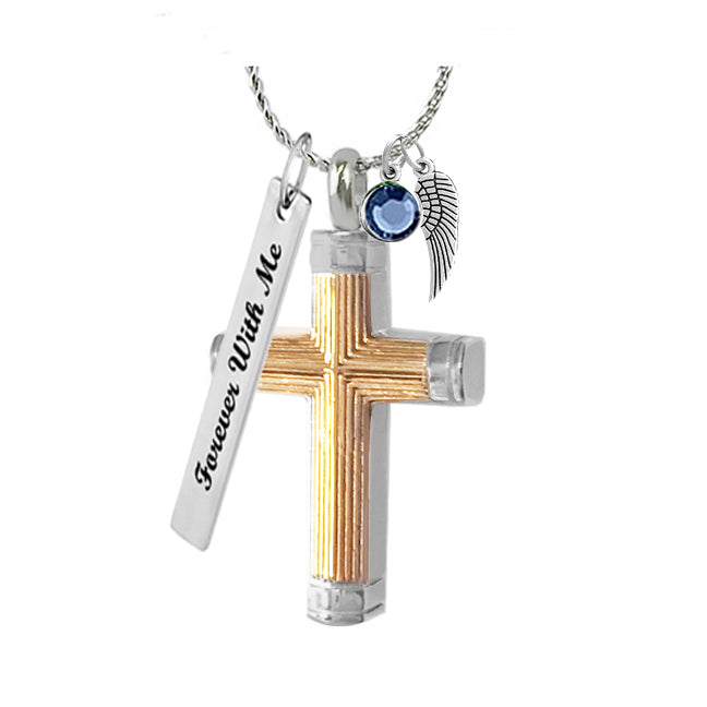 Men's Two Toned Cross Ash Urn - Love Charms™ Option