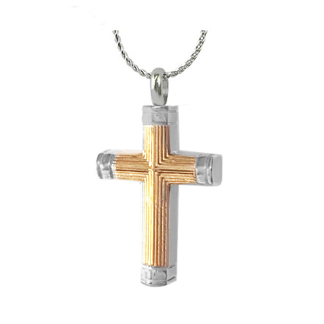 Men's Two Toned Cross Ash Urn - Love Charms™ Option