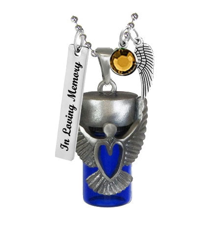 Messenger of Love Cobalt Pendant Urn - Love Charms Option