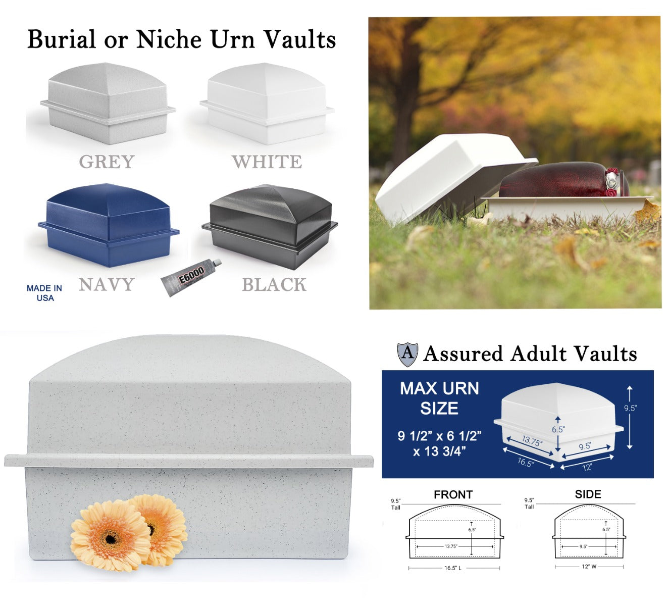 Free Cremation Adult Urn - Shipping Fee Required - Choose Urn Engraving - Burial Vault Option 
