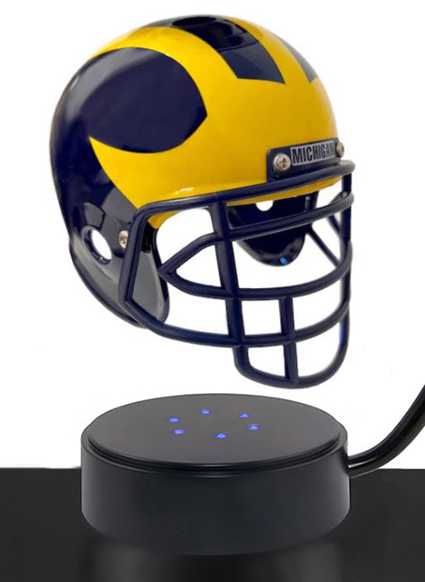 Football Adult or Medium Cremation Urn & University of Michigan Wolverines Hover Helmet Décor - Free Engraving