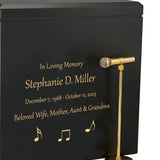 Microphone & Stand Wood Adult Cremation Urn - Photo Option