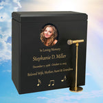 Microphone & Stand Wood Adult Cremation Urn - Photo Option