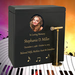 Microphone & Stand Wood Adult Cremation Urn - Photo Option