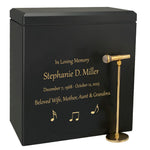 Microphone & Stand Wood Adult Cremation Urn - Photo Option