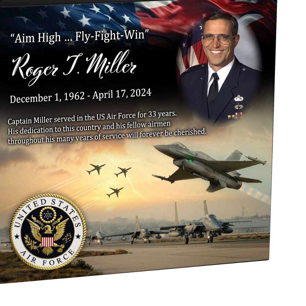 US Air Force Remembrance Cremation Adult Photo Urn