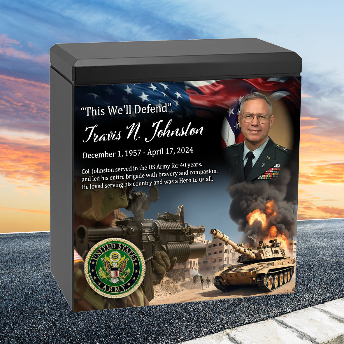 US Army Remembrance Cremation Adult Photo Urn