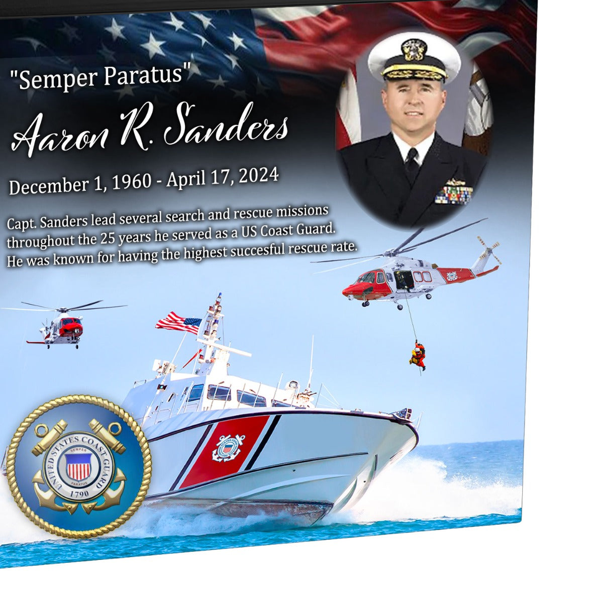 US Coast Guard Remembrance Cremation Adult Photo Urn