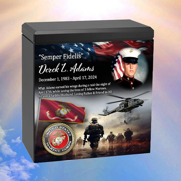 US Marine Corps Remembrance Cremation Adult Photo Urn