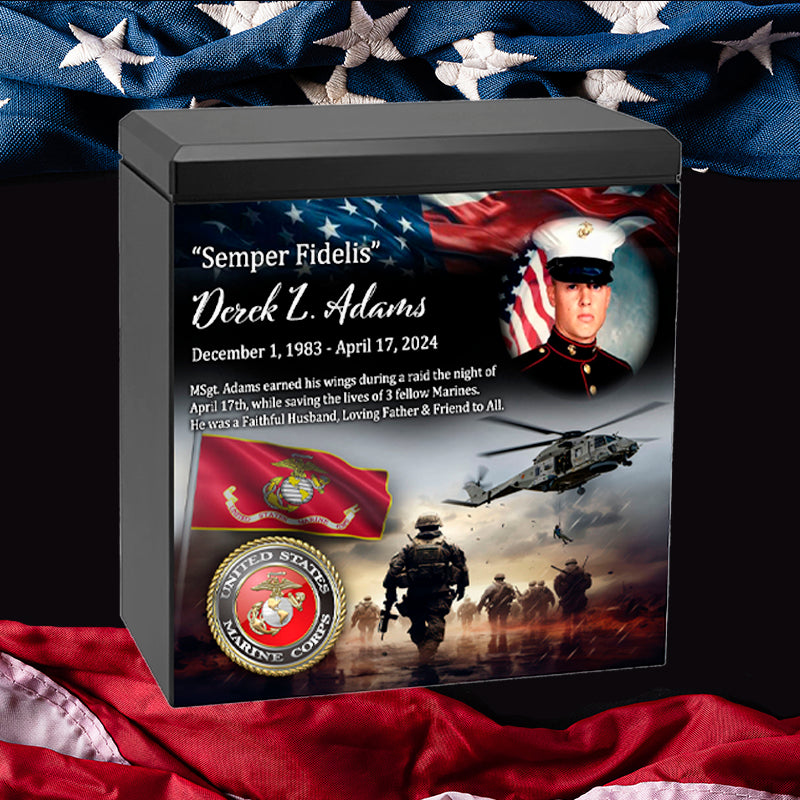 US Marine Corps Remembrance Cremation Adult Photo Urn